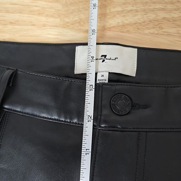 7 For All Mankind Womens Size 31 Faux Leather Black High Rise Cropped Pants - Picture 6 of 11